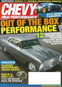 CHEVY HIGH PERFORMANCE 2009 APR - SEMA '10 CAMAROS, BUILD A 500CI LS1, SHOCKS